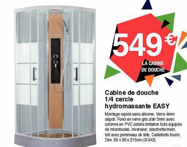 cabine de douche 1-4 cercle hydromassante easy
