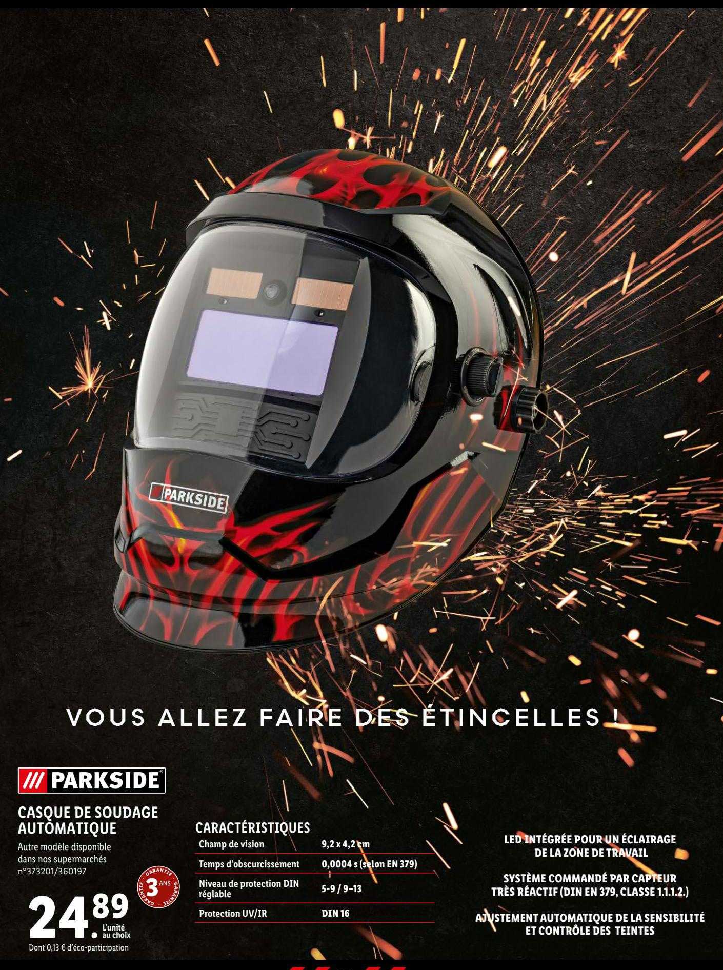 casque de soudage automatique parkside