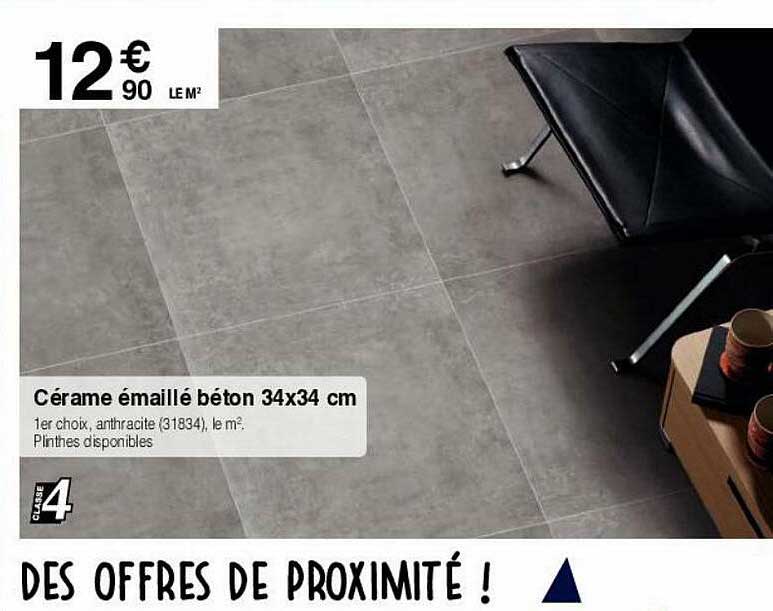 cérame émaillé béton 34x34 cm