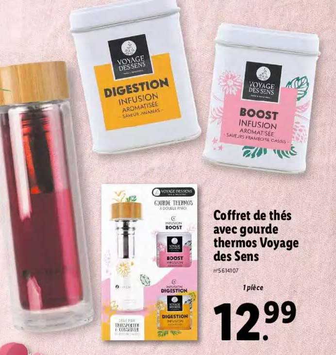 coffret de thé avec gourde thermos voyage des sens