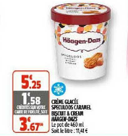 crème glacée speculoos caramel biscuit & cream häagen-dazs