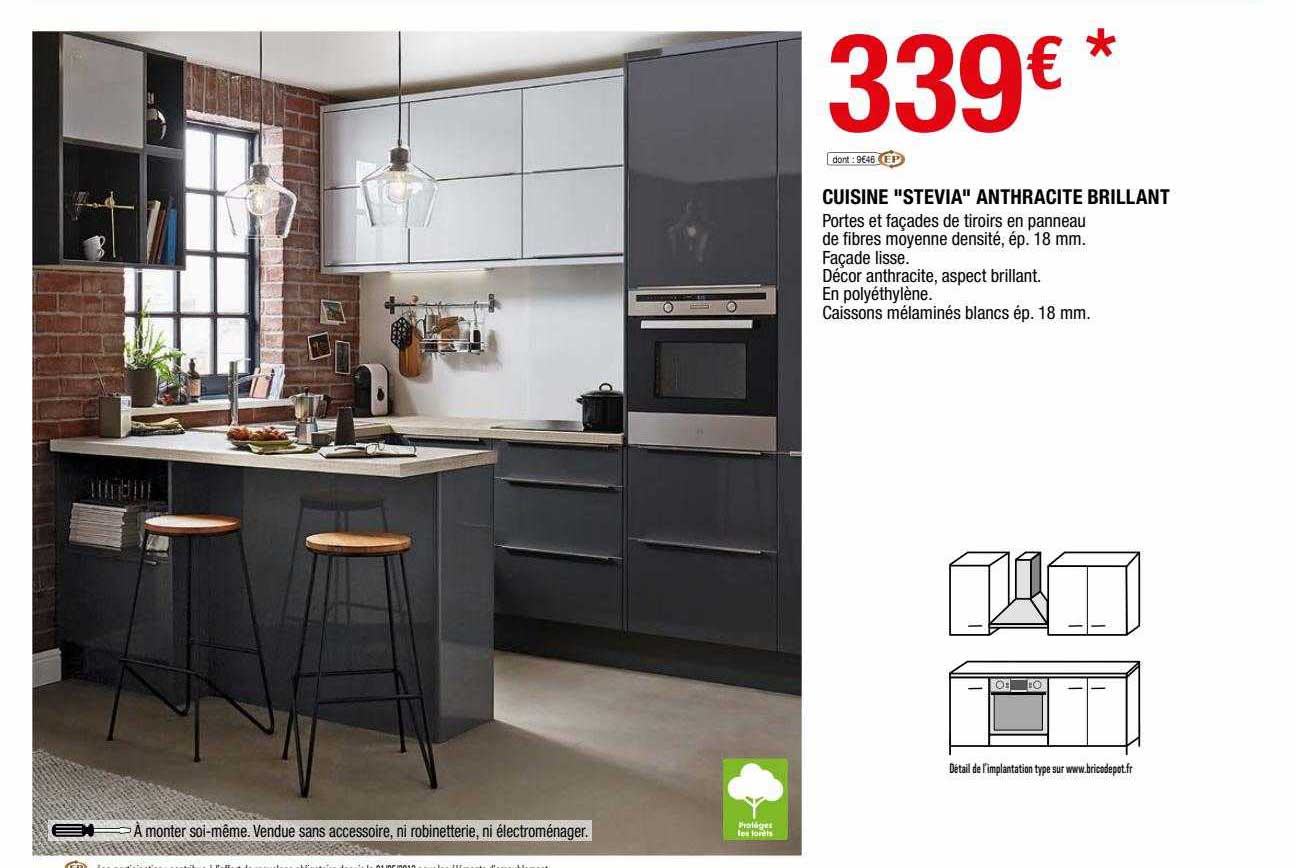 cuisine "stevia" anthracite brillant