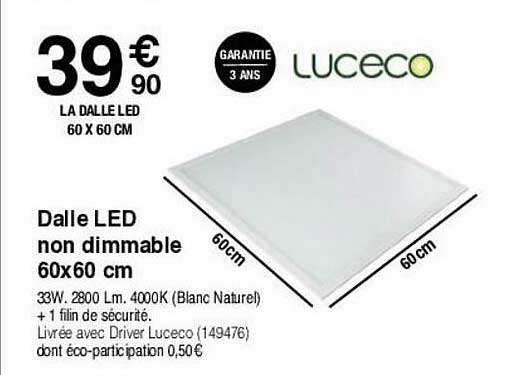 dalle led non dimmable 60x60 cm luceco