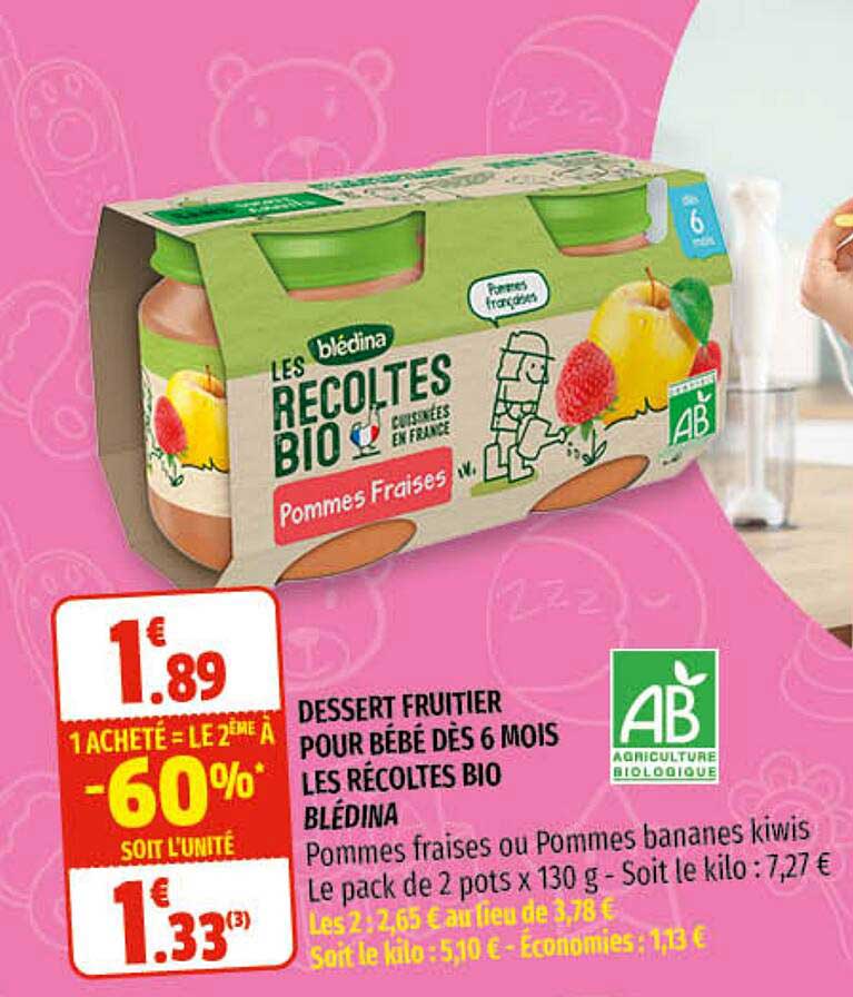dessert fruitier pour bébé dès 6 mois les récoltes bio blédina