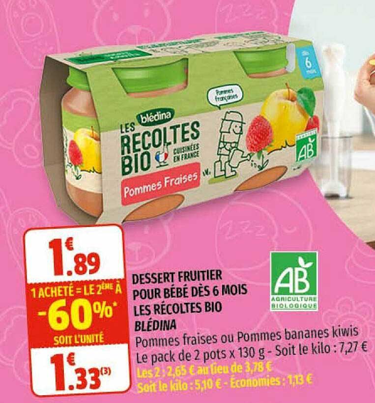 Dessert Fruitier Pour Bébé Dès 9 Mois Les Récoltes Bio Blédina