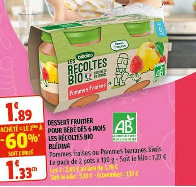 dessert fruitier pour bébé dès 9 mois les récoltes bio blédina