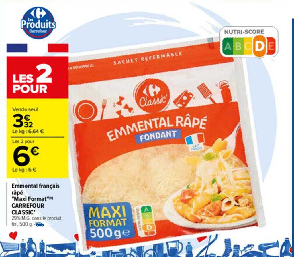 emmental français râpé "maxi format" carrefour classic'