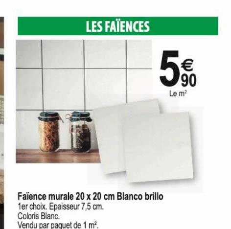 faïence murale 20 x 20 cm blanco brillo