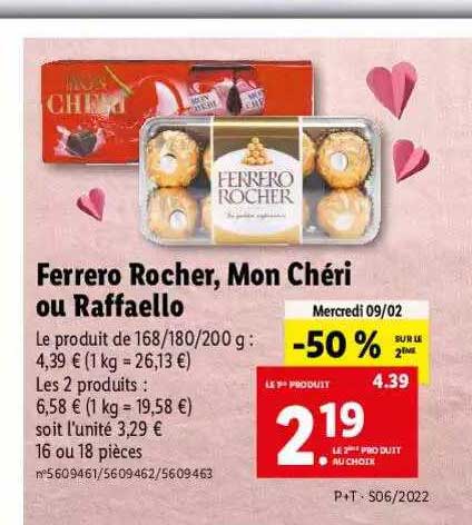 ferrero rocher, mon chéri ou raffaello