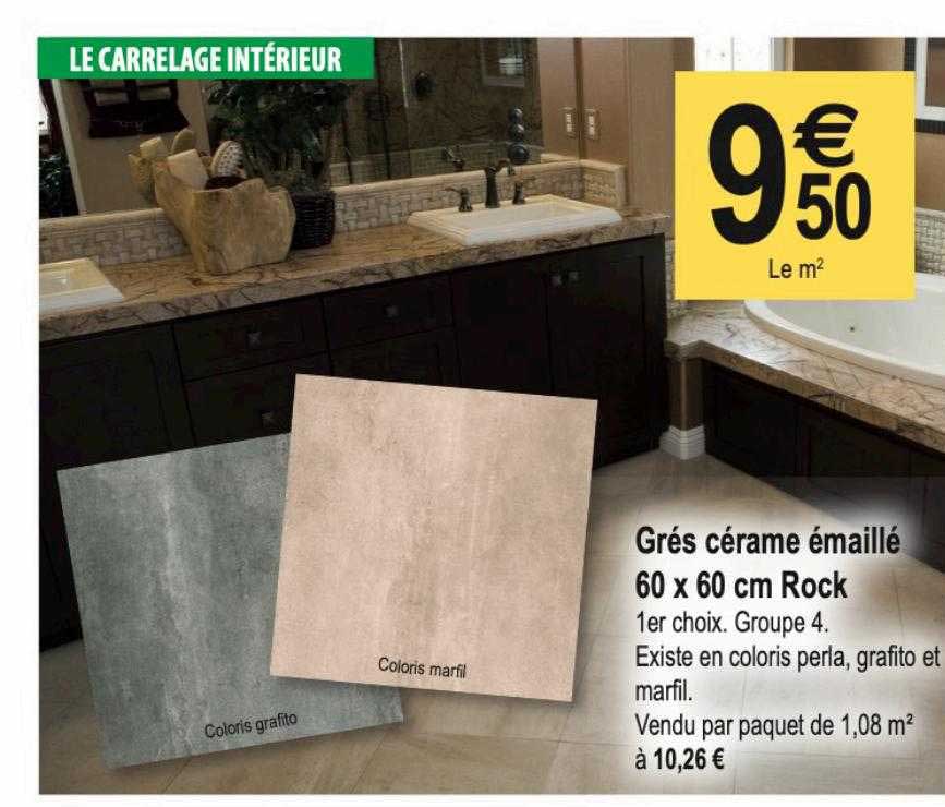 grés cérame émaillé 60 x 60 cm rock