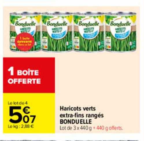 haricots verts extra-fins rangés bonduelle