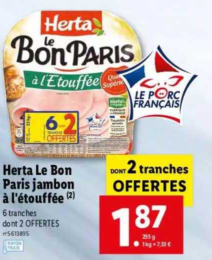 Herta Le Bon Paris Jambon à L'étouffée