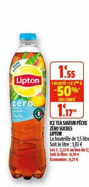 Ice Tea Saveur Pêche Zéro Sucres Lipton