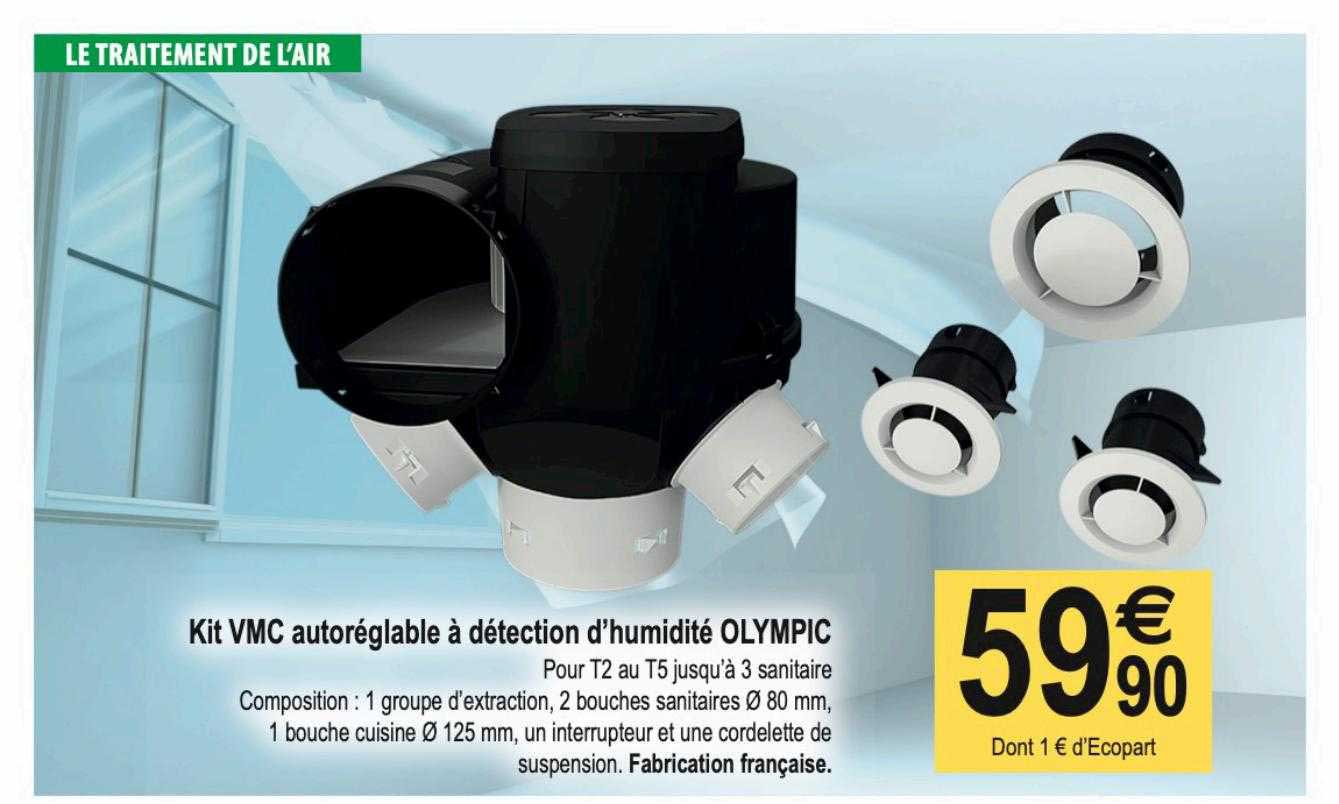 kit vmc autoréglable à détection d'humidité olympic
