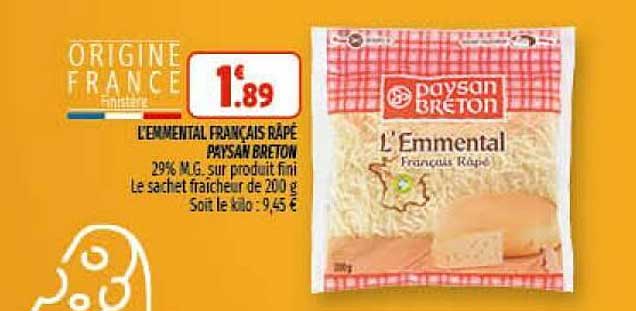L'emmental Français Râpé Paysan Breton