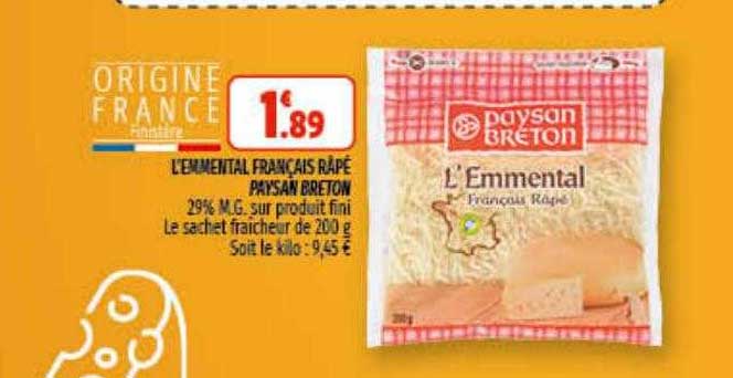 l'emmental français râpé paysan breton