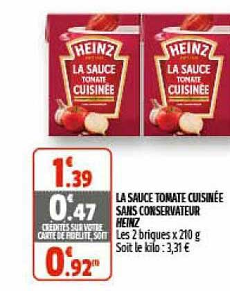 La Sauce Tomate Cuisinée Sans Conservateur Heinz