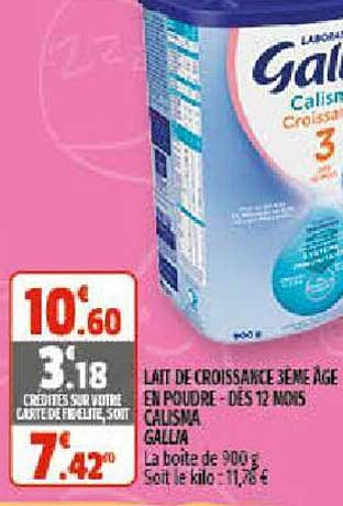 lait de croissance 3ème âge en poudre - dés 12 mois calisma gallia