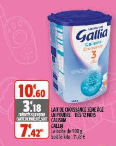 lait de croissance 3ème âte en poudre - dès 12 mois calisma gallia