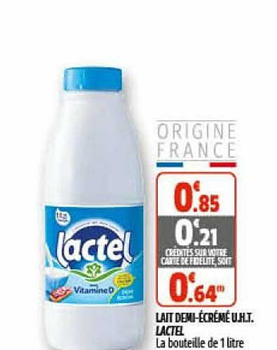 lait demi-écrémé u.h.t. lactel