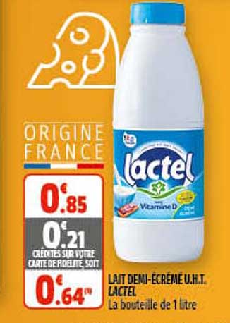 lait demi-écrémé u.h.t. lactel