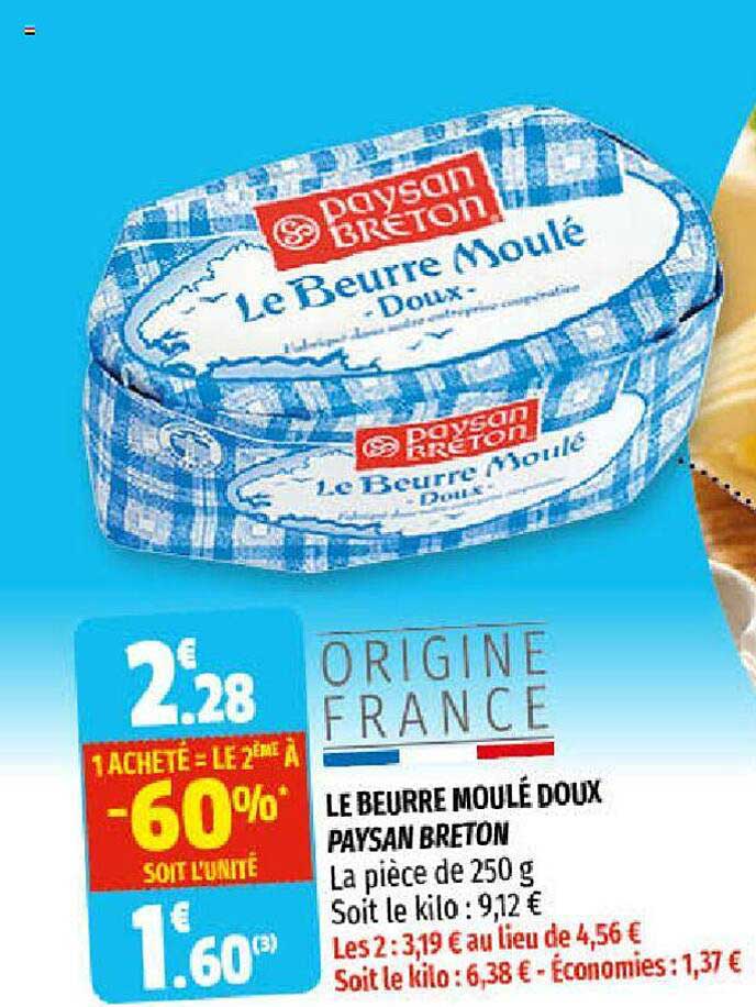 le beurre moulé doux paysan breton