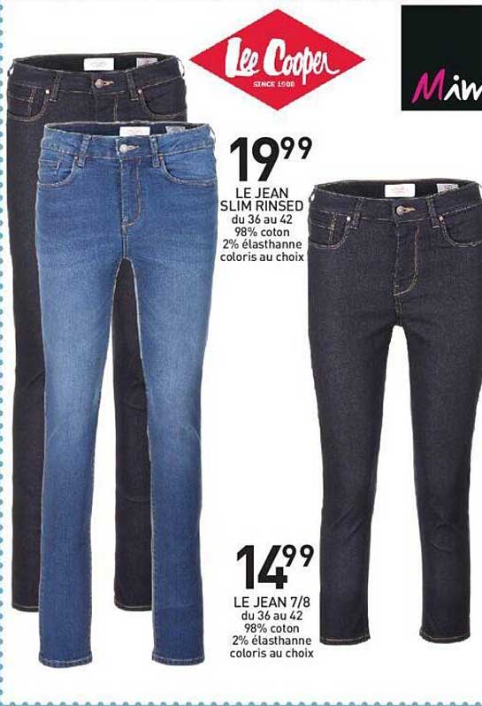 le jean slim rinsed, le jean 7-8 lee cooper