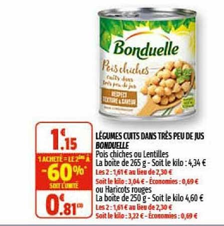 légumes cuits dans très peu de jus bonduelle