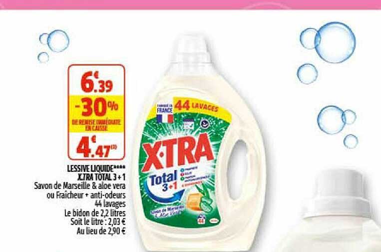 Lessive Liquide X-tra Total 3+1