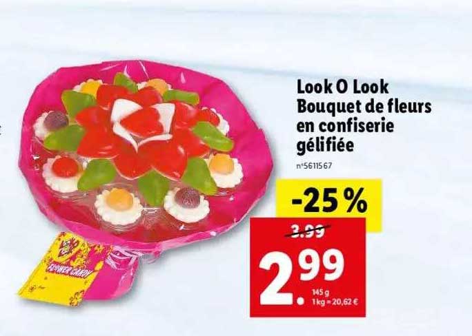 look o look bouquet de fleurs en confiserie gélifiée