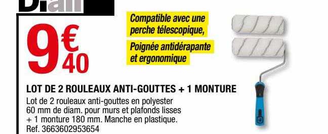 lot de 2 rouleaux anti-gouttes + 1 monture