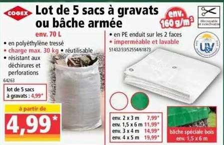 Lot De 5 Sacs à Gravats Ou Bâche Armée Cogex