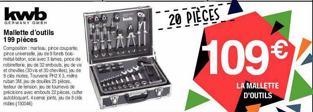 mallette d'outils 199 pièces kwb