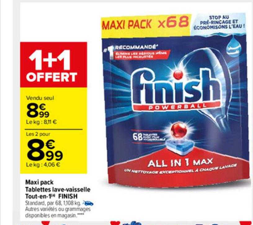 maxi pack tablettes lave-vaisselle tout-en-1 finish