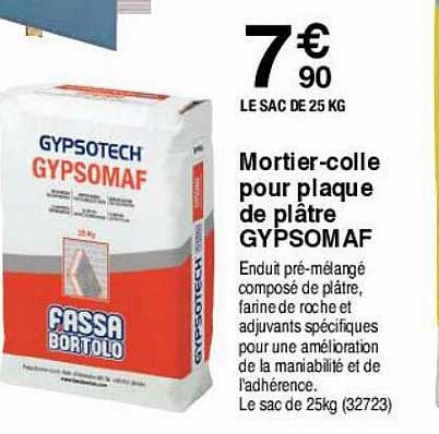 mortier-colle pour plaque de plâtre gypsomaf