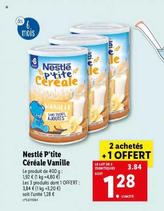 nestlé p'tite céréale vanille