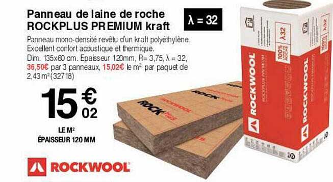 panneau de laine de roche rockplus premium kraft