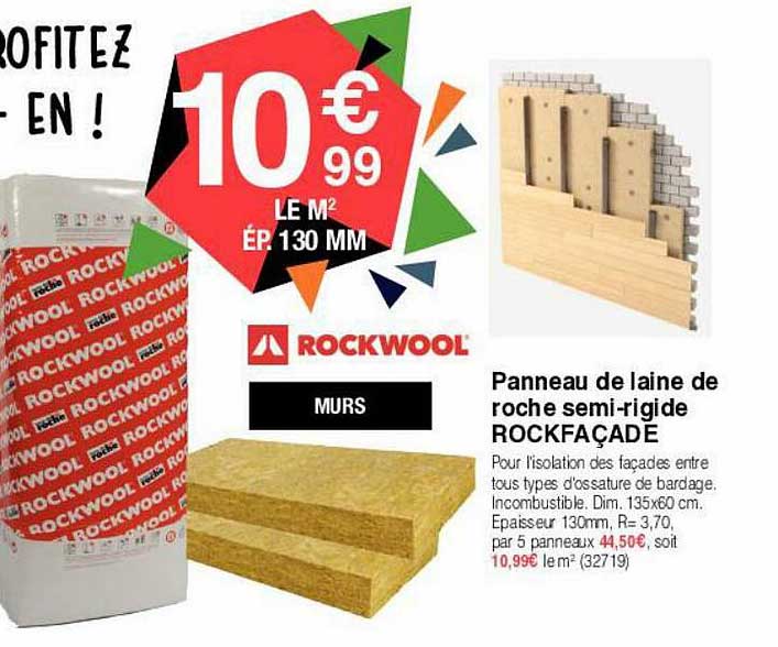 panneau de laine de roche semi-rigide rockfaçade