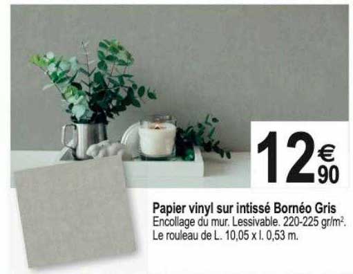 papier vinyl sur intissé bornéo gris