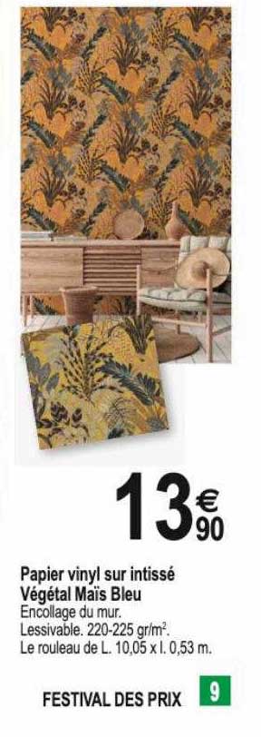 papier vinyl sur intissé végétal maïs bleu