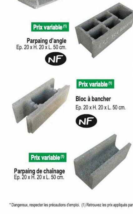 parpaing de chaînage, bloc à bancher