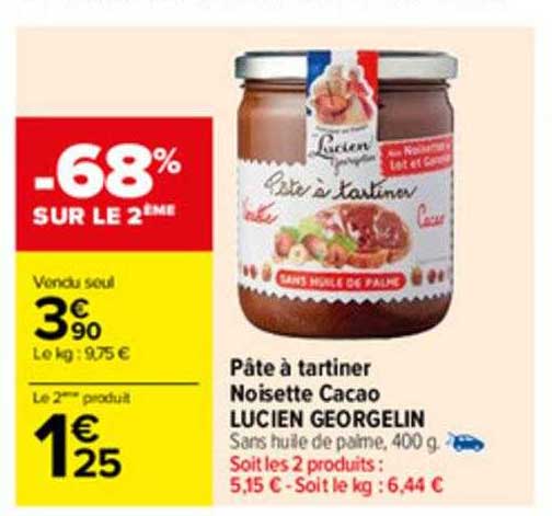 pâte à tartiner noisette cacao lucien georgelin