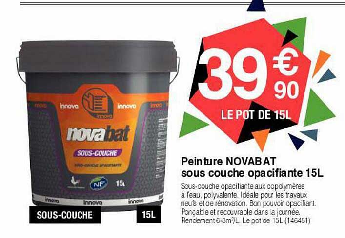 peinture novabat sous couche opacifiante 15l