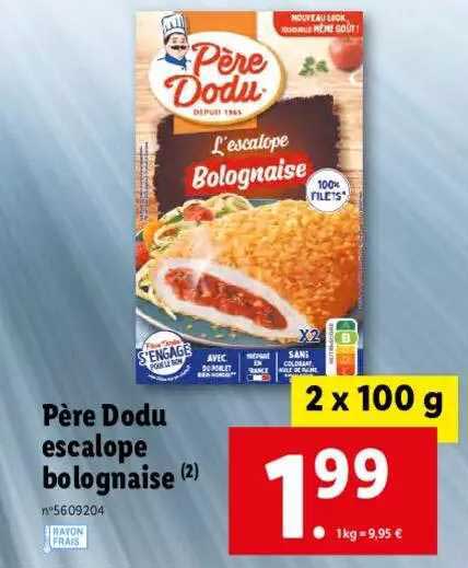 père dodu escalope bolognaise