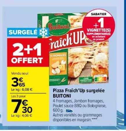 pizza fraîch'up surgelée buitoni