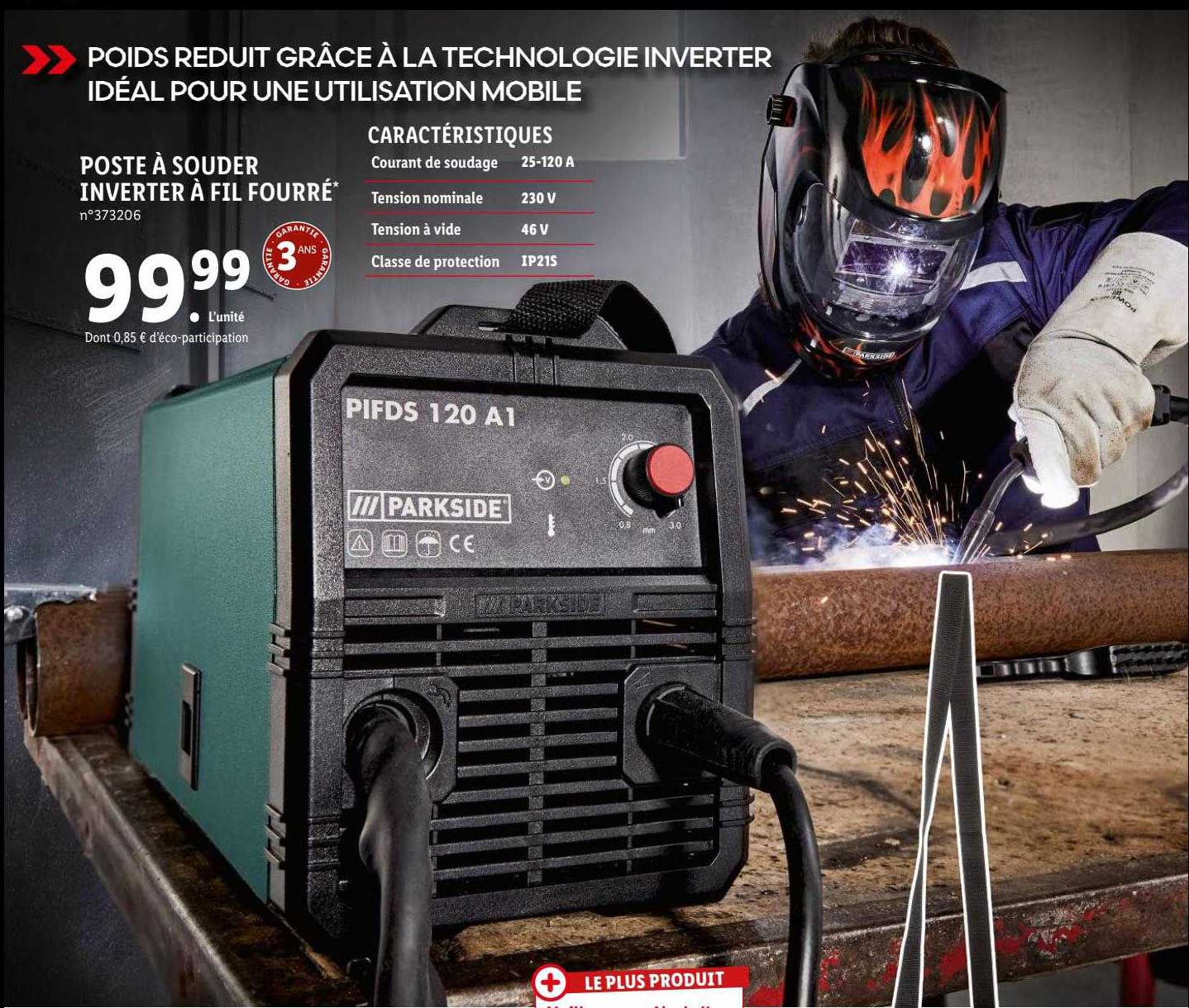 poste à souder inverter à fil fourré parkside