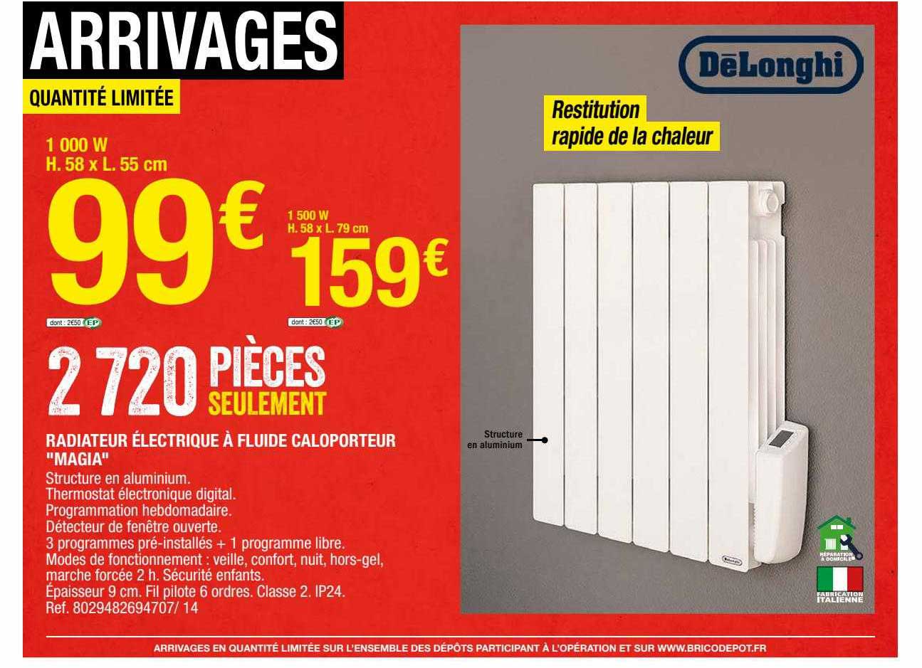 radiateur électrique à fluide caloporteur "magia" délonghi