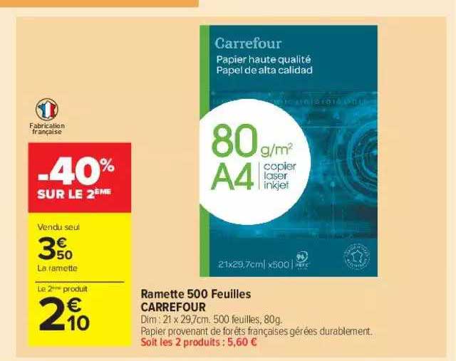 Ramette 500 Feuilles Carrefour