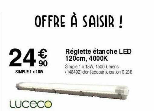 réglette étanche led 120cm 4000k luceco