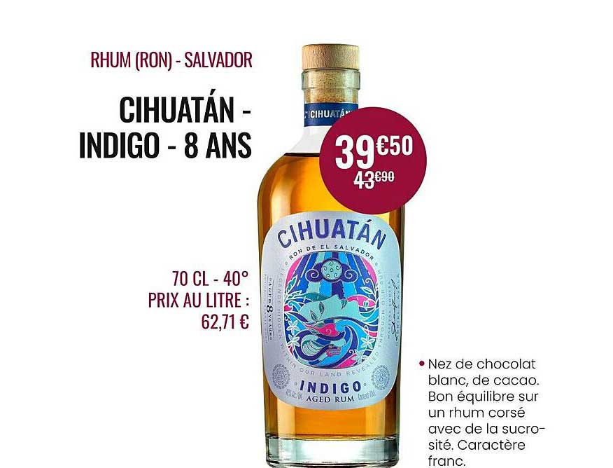 rhum (ron) - salvador cihuatán - indigo - 8 ans